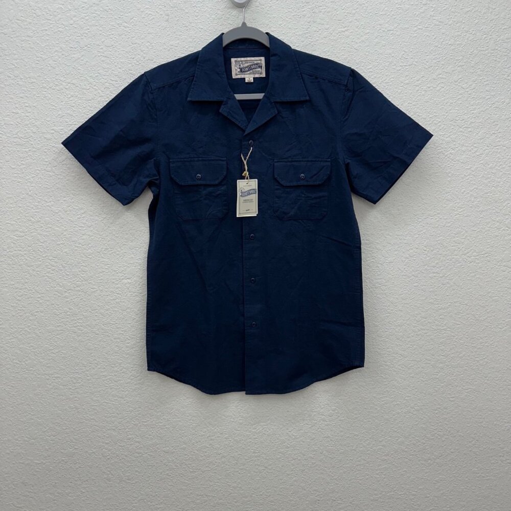 Schott NYC Short-Sleeve Button-Down Shirt work shirt- Navy